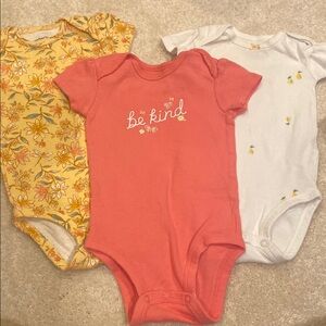 Girls Onesie Bundle 6M - Coral, Yellow, and White
